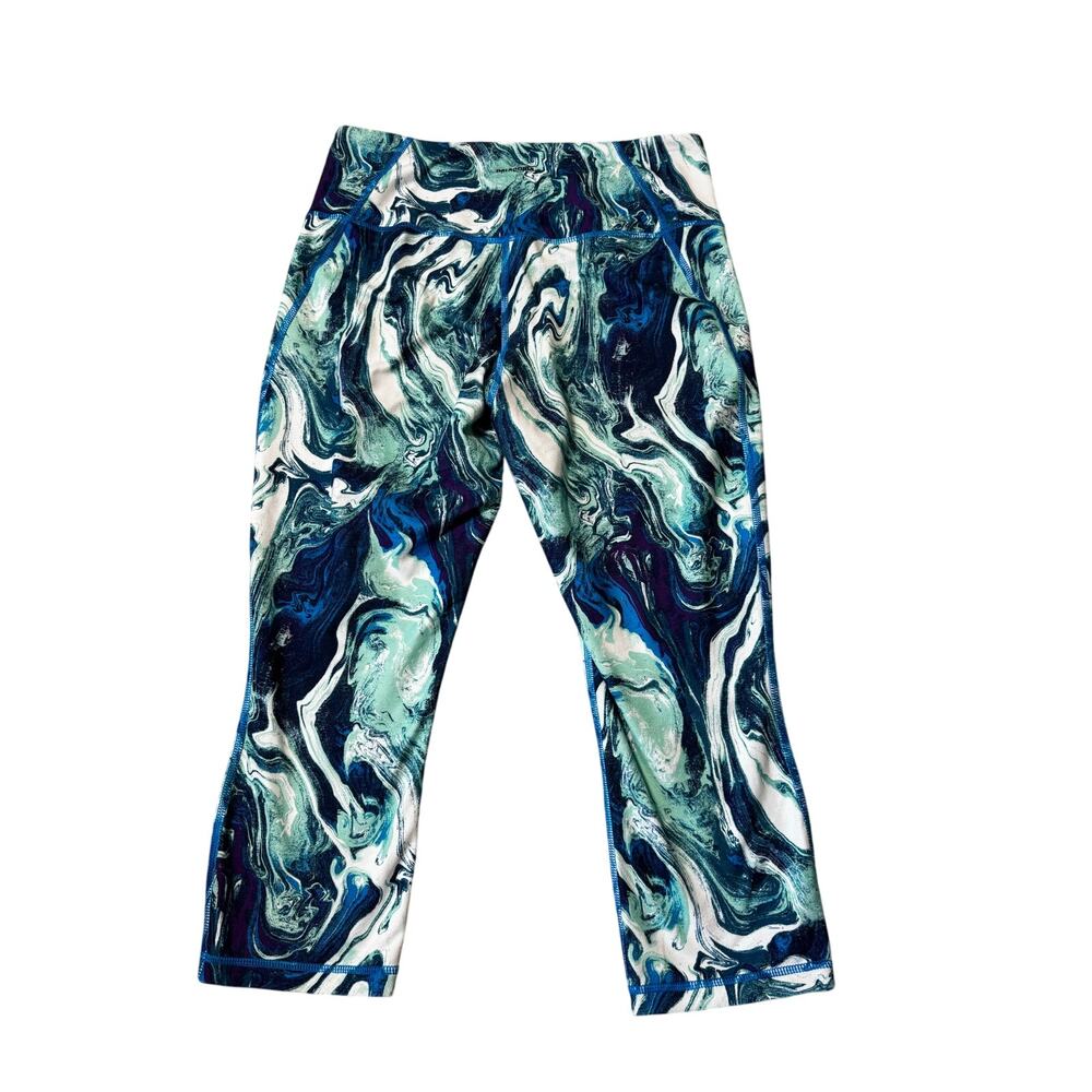 Patagonia Centered Crops Leggings Womens M Blue Green Marble Swirl Yoga Running